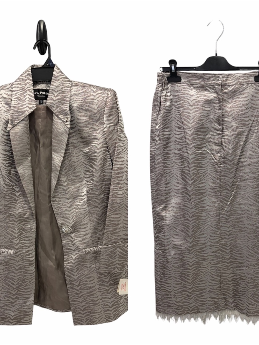 Eva Polini Couture Zebra-Print Womens Blazer & Skirt Set